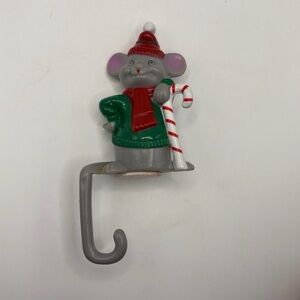 Vintage J.S.N.Y. Plastic Mouse Christmas Stocking Holder